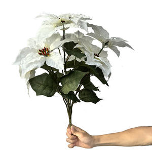 في الهواء الطلق أحمر أبيض الاصطناعي عيد الميلاد زهرة البونسيتيا لعيد الميلاد المركزية الجدول ديكورات المنزل - Product Image 2