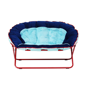 Cozy Indoor Padded <strong>White</strong> Double Seat Half Back Folded <strong>Rocking</strong> Moon <strong>Chair</strong> - Product Image 3