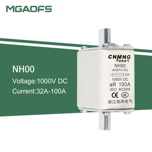Предохранитель CNMNG Brand NH00 100A 1000V DC для фотоэлектрических модулей и солнечных энергосистем - Product Image 2