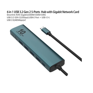 Fox 6-in-1 <strong>USB</strong> <strong>C</strong> <strong>Hub</strong> <strong>Power</strong> Expand Multi-function Dock Station Expansion Ethernet <strong>Hub</strong> with 10Gbps 5-Ports <strong>Hub</strong> - Product Image 5