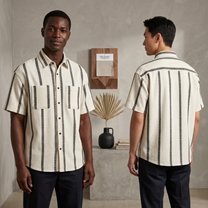 <span class=keywords><strong>Camicia</strong></span> Casual da <span class=keywords><strong>Uomo</strong></span> in <span class=keywords><strong>Lino</strong></span> <span class=keywords><strong>a</strong></span> <span class=keywords><strong>Righe</strong></span>, Traspirante Estiva <span class=keywords><strong>a</strong></span> Maniche Corte per Vacanze al Mare - Product Image 2