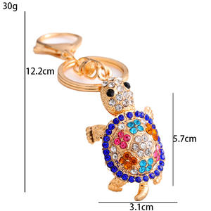 Pendentif porte-clés en métal strass tortue colorée - Product Image 2
