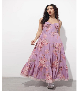 Robe midi élégante en coton violet pour femme, bretelles fines, décontractée, sans manches, légère, stylée, pour tous les jours - Product Image 1