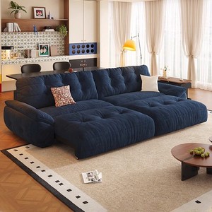 Sofá Cama Eléctrico de Tela Chenille con Extensión Telescópica para Salas de Estar Pequeñas, Estructura de Madera - Product Image 1