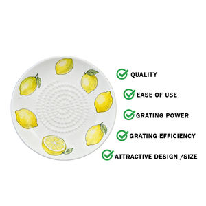 Grattoir rond <span class=keywords><strong>en</strong></span> <span class=keywords><strong>céramique</strong></span> peint <span class=keywords><strong>à</strong></span> la main personnalisé pour l'ail, le <span class=keywords><strong>gingembre</strong></span>, la porcelaine, motif citron, grattoir pour usage domestique - Product Image 5