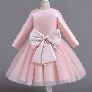 Abito da Battesimo <span class=keywords><strong>per</strong></span> Bambina in Raso con Perline e <span class=keywords><strong>Uncinetto</strong></span>, Stile Principessa, Maniche Lunghe, Lunghezza alla Caviglia, Elegante e Formale - Product Image 4