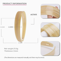 Serre-tête en acétate fait main de 2,2 cm de large, mignon et vintage, avec dents et fonction antidérapante pour l'arrangement des cheveux féminins
