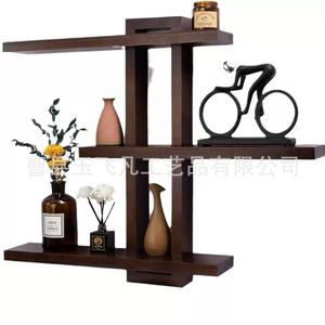 Modern Minimalist Wooden <b>Wall</b> <b>Mounted</b> <b>Shelf</b> 3 Tier Rectangle Natural Wood Color For Living Room Display Storage - Product Image 1