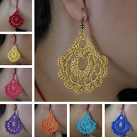 Pendientes Colgantes Vintage en Forma de Lágrima, Hechos a Mano con Flores de Crochet, Casuales para las Cuatro Estaciones, para Mujer, Joyería para Fiestas de Verano en la Playa, Regalos