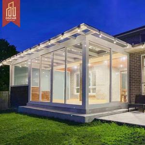 Véranda en <span class=keywords><strong>bois</strong></span> et alliage avec <span class=keywords><strong>toit</strong></span> triangulaire étanche, verre trempé isolant, style coulissant ouvert, pour villas - Product Image 1