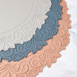 Manteles individuales redondos con encaje para mesa de comedor, tapete de comedor occidental, impermeable, antideslizante, con aislamiento térmico, tapete para mesa de comedor - Product Image 4