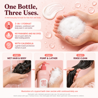 Shampooing Enfant Marque Blanche 3-en-1 : Gel Douche Moussant, Après-Shampooing et Lavant Corporel à la Calendula, Bain Moussant pour Enfants, Lavage Capillaire OEM