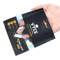 Sachets d'emballage holographiques personnalisés, petits, mini, de qualité alimentaire, avec fermeture éclair, pochettes plates avec trou Euro