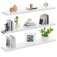 Ensemble de 3 étagères flottantes de 35,5 pouces (90 cm) pour mur de salle de bain, étagères en bois rustique avec support invisible, ensemble d'étagères de rangement