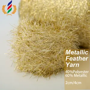 Metal Feather Yarn 2CM 4CM 60% Polyester 40% Metallic Blended Fancy Flash Yarn For Christmas Knitting Garments