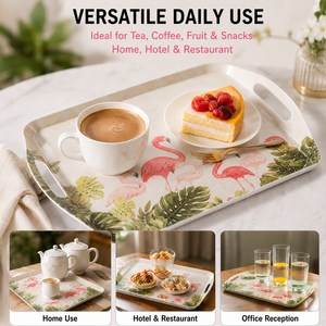 <span class=keywords><strong>Plateau</strong></span> de service en mélamine personnalisé, imprimé de motifs floraux, <span class=keywords><strong>rectangulaire</strong></span>, léger, durable, pour la maison, l'hôtel, le restaurant, OEM ODM - Product Image 6