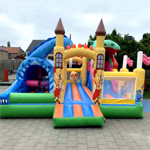 Castillo inflable comercial para niños, con tobogán y pista de obstáculos, con diseño de dragón. - Product Image 1