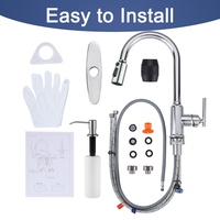 Robinet d'eau de cuisine à poignée unique à arc élevé 3 modes robinet à bec pour évier de cuisine ferme RV, robinet de cuisine avec distributeur de savon