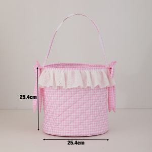 Bolsa de Algodón Acolchada con Lazo de Encaje, Diseño de Pascua, con Asas, Cesta de Almacenamiento a Rayas para Niños, Novedad al por Mayor - Product Image 5