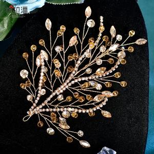 Bandeau de <span class=keywords><strong>coiffure</strong></span> de <span class=keywords><strong>mariée</strong></span> LY-HP0075 avec perles de cristal et strass faites à la main, accessoire pour cheveux pour robes de soirée et de bal - Product Image 2