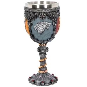 Copa de Vino de Acero Inoxidable con Diseño de Lobo Fantástico Antiguo en 3D, Copa de Whisky Medieval, Copa de Resina con Diseño de Derretimiento de Nieve - Product Image 3
