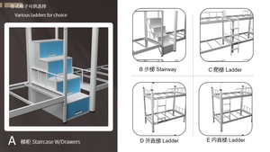 Lit superposé moderne pour deux personnes avec escalier, bureau d'étude, étagère, prix de gros pour la chambre <span class=keywords><strong>des</strong></span> garçons et <span class=keywords><strong>des</strong></span> filles, salon, utilisation scolaire - Product Image 4