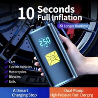 Gonfleur de pneus portable pour voiture, matériau ABS, écran LCD, gonflage rapide, moniteur de pression des pneus, pompe à pneus filaire, câble de chargeur de voiture 3M