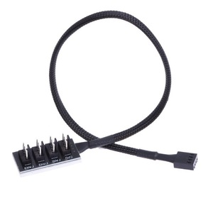 4 Pin Fan <b>Splitter</b> <b>Cable</b> 1 To 4 PWM Temp Control Extension With Braided Sleeve For PC Case Cooling Fans - Product Image 3