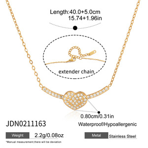 เครื่องประดับสำหรับผู้หญิง สแตนเลสสตีล 18K ประดับเพชรรูปหัวใจยิ้ม สร้อยคอแบบโซ่ O อเนกประสงค์ สร้อยคอประดับกระดูกไหปลาร้า - Product Image 6