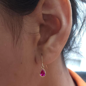 14Kt <b>Gold</b> Ruby <b>Gold</b> <b>Earring</b>, Ruby <b>Dangle</b> <b>Earrings</b>, Ruby Teardrop <b>Earrings</b>, Ruby Dainty <b>Earrings</b>, July Birthstone <b>Earrings</b> - Product Image 1