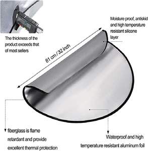 Alfombrilla de <span class=keywords><strong>parrilla</strong></span> de fiesta segura redonda para exteriores y pozo de fuego para debajo del pozo de fuego cubierta de brasas de barbacoa para estera de pozo de fuego alfombra negra ignífuga - Product Image 6