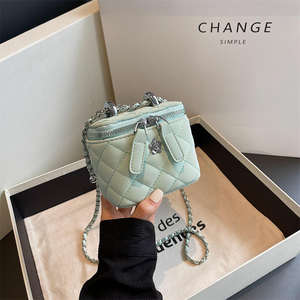 Sac à main carré pour femme, sac bandoulière tendance, texture PU, sac bandoulière à carreaux en diamant - Product Image 6