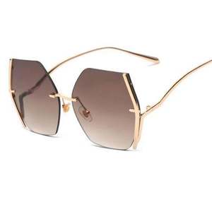 Gafas de Sol de Moda 2021 con Logotipo Personalizado, Montura Metálica Grande, Sin Marco, para Mujer, Gafas de Sol Extra Grandes - Product Image 2