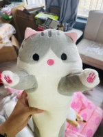 Oreiller en peluche doux RTS, grand format, chat câlin, dessin animé, chat long, pattes de chaton, compagnon de sommeil, coussin de soutien, animal en peluche