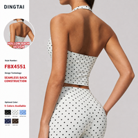 Soutien-gorge de sport Dingtai à pois, col halter, respirant, pour yoga et pilates, dos en V profond, léger soutien, rembourré, personnalisable OEM