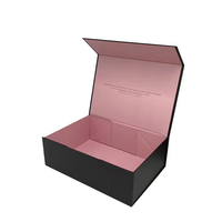 Boîte-cadeau de papier d'emballage magnétique pliable noir rose d'impression mate de luxe personnalisée brillante avec fermeture magnétique
