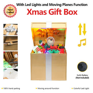 Jouet lumineux LED or <span class=keywords><strong>de</strong></span> Noël occidental Boîtes cadeaux <span class=keywords><strong>de</strong></span> Noël mignonnes Boîte à musique personnalisée Renne avec artisanat mobile haut et bas - Product Image 2