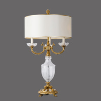 Décoration de maison décoration de table lampe de table lampe de bureau LED éclairage de chambre blanc cristal et laiton Antique français luxe Bronze AC 80