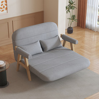 Neues Zeitgenössisches Quadratisches Stoff- und Holzsofa-Bett Klappbar zum Schlafen Zweifach Nutzbar für Wohnzimmer und Schlafzimmer