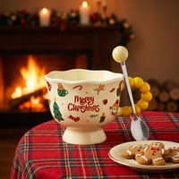 Ensemble de tasses en céramique de Noël avec logo personnalisé, luxe léger, blanc avec couvercle, pour femmes, café, thé, cadeau de fête