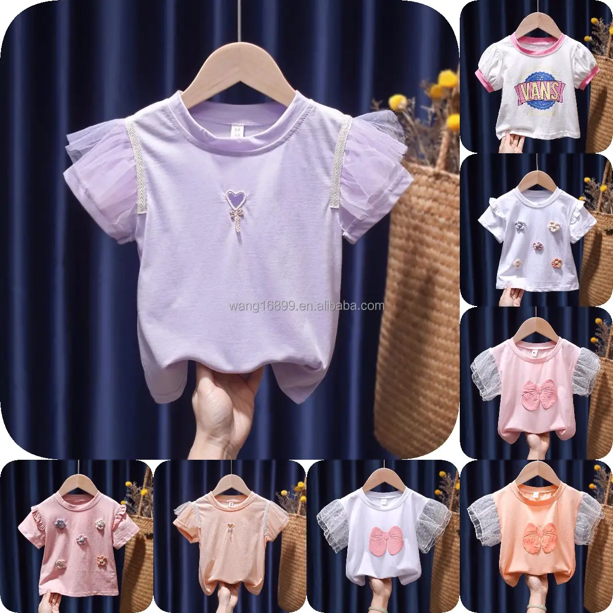 Girls Short Sleeve T-shirt Summer 2023 New Ice Silk Kids Half Bottoming Shirt Little Girl Baby Exotic Top