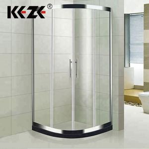 Puertas de Ducha Curvas de Vidrio para Baño, Modernas y Personalizadas, de Aluminio, con Marco Cepillado, Revestimientos de Piedra y Cabina Deslizante - Product Image 1