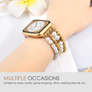 Für Apple Watch Armbänder Damen Schmuck Armband mit Perlen und herzförmiger Kette für iWatch Serie 10 9 38MM 42MM - Product Image 5