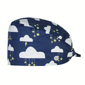 Gorro de trabajo estampado para clínica dental, gorros quirúrgicos, gorros dentales con lazo trasero, unisex, transpirable, con banda absorbente de sudor, bonito. - Product Image 1