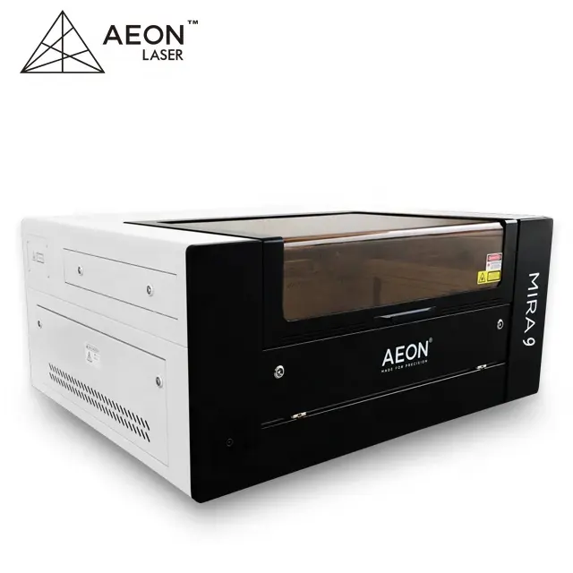 Aeon mira9 9060 cortador a laser semi-automático, tubo de co2 para madeira/acrílico/vidro/plástico/couro/poliwood/mdf