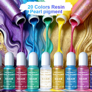 Timesri 20 रंग मोती पिगमेंट मोती शिमर एपॉक्सी राल डाई तरल मिका वर्णक, कीचेन, कला निर्माण के लिए - Product Image 3