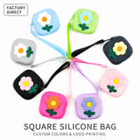 Porte-monnaie en silicone personnalisé OEM avec fermeture éclair, étanche, anti-chute, extensible, pour écouteurs, unisexe, avec porte-clés, idéal comme cadeau