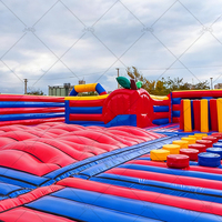 Aire de jeux gonflable extérieure pour enfants en PVC, avec souffleur et kits de réparation inclus, protection UV, résistant aux flammes