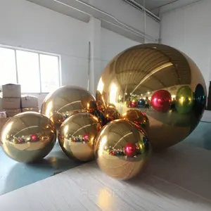 Большой подвесной Золотой зеркальный шар из ПВХ, шар для дискотеки, надувной зеркальный шар для украшения событий