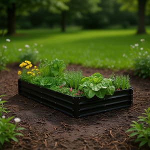 Bac à légumes surélevé en métal galvanisé 8x4x1 pieds pour la plantation de légumes et d'herbes, fournitures de jardinage extérieur - Product Image 2